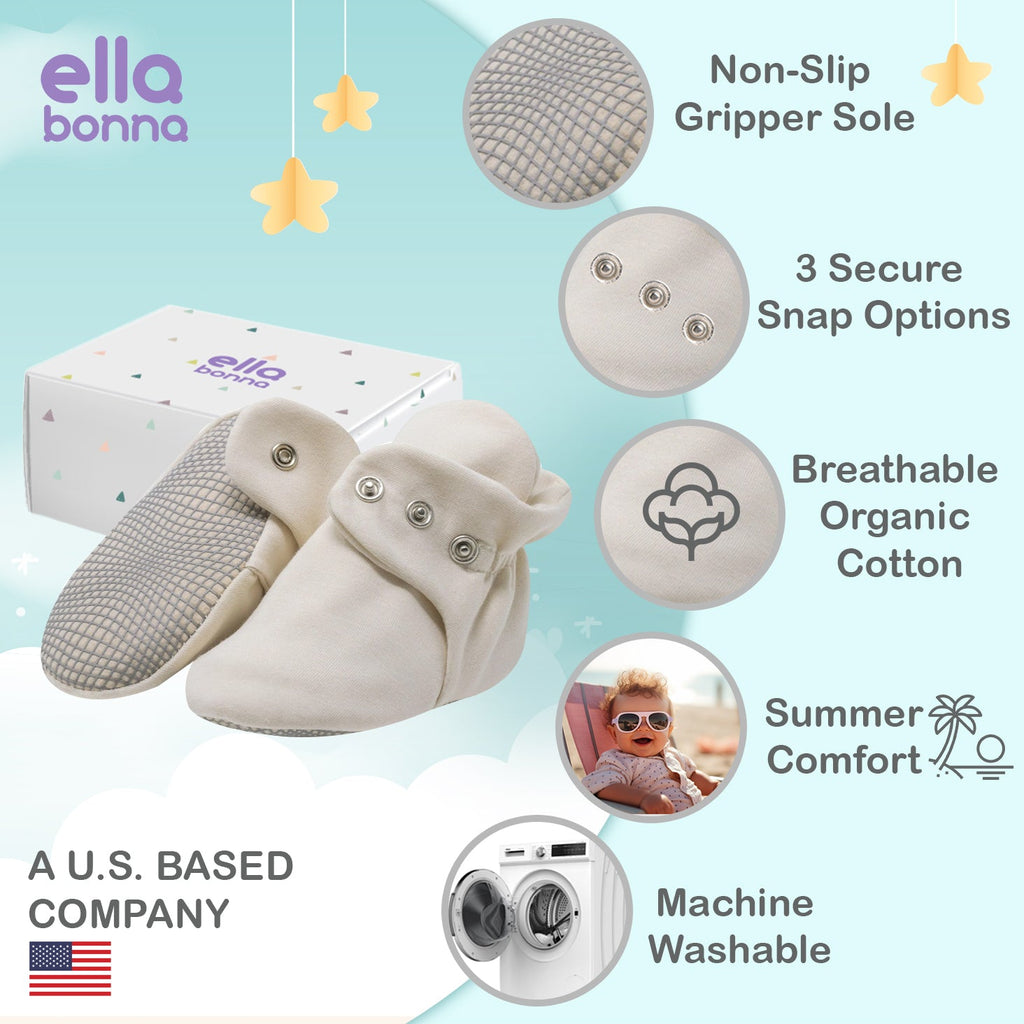 Stay-On Baby Booties, White