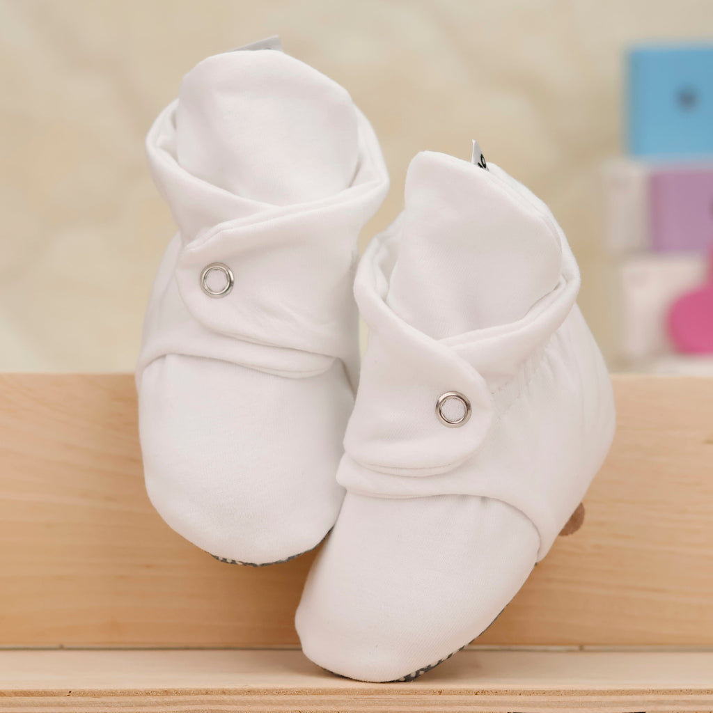 Stay-On Baby Booties, White