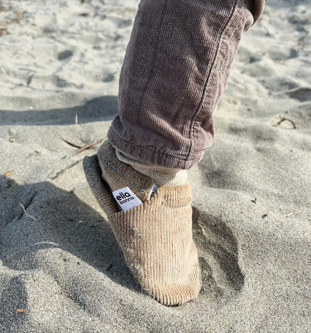 Corduroy Baby Moccasins, Beige