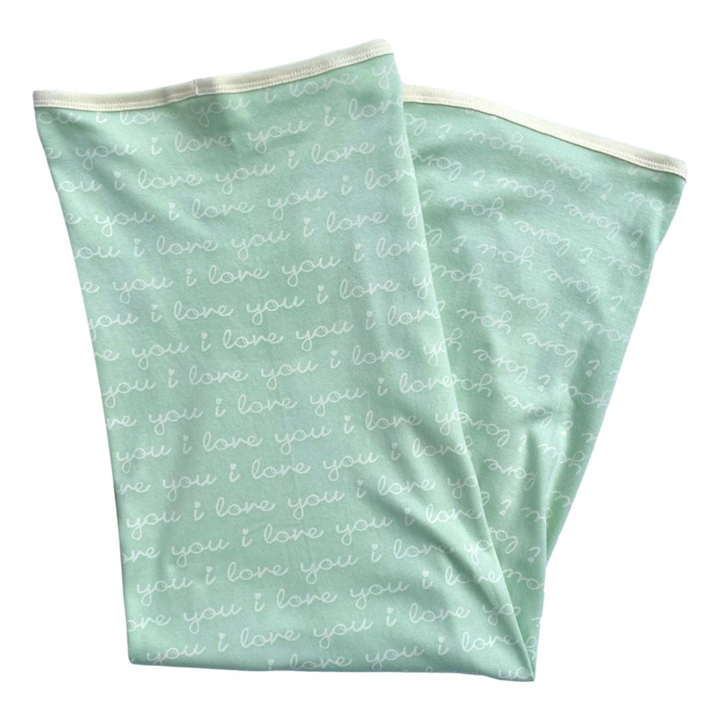 Organic Cotton Blanket, I Love You (Desert Green)