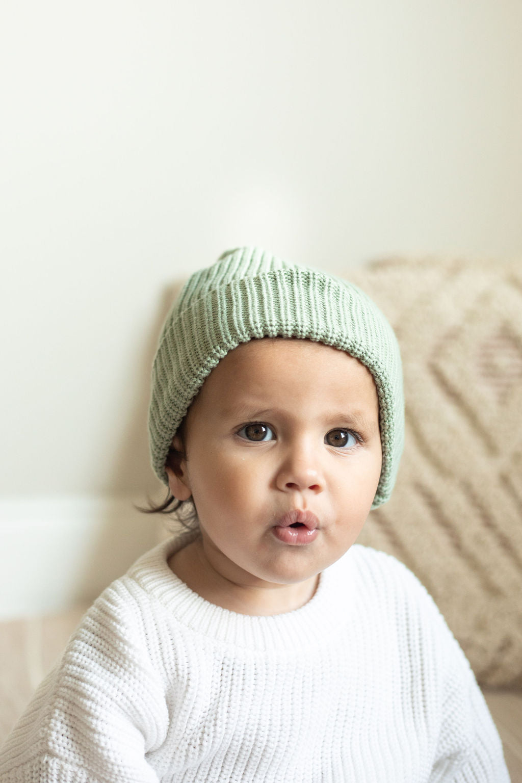 Organic Cotton Knit Beanie, Pastels