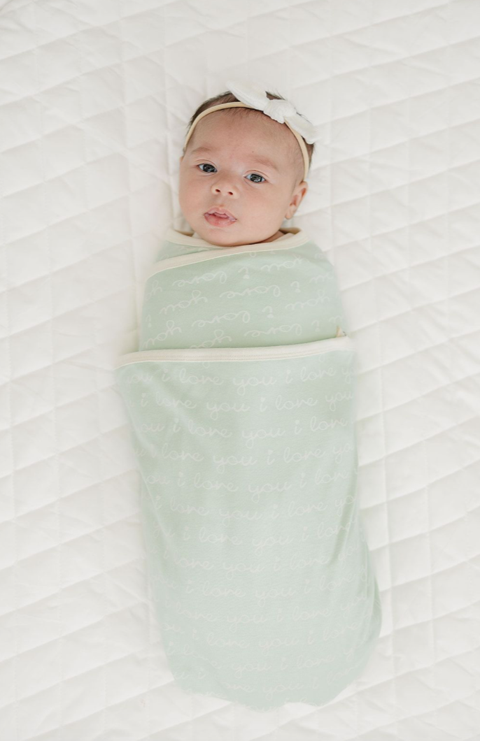 Organic Cotton Blanket, I Love You (Desert Green)