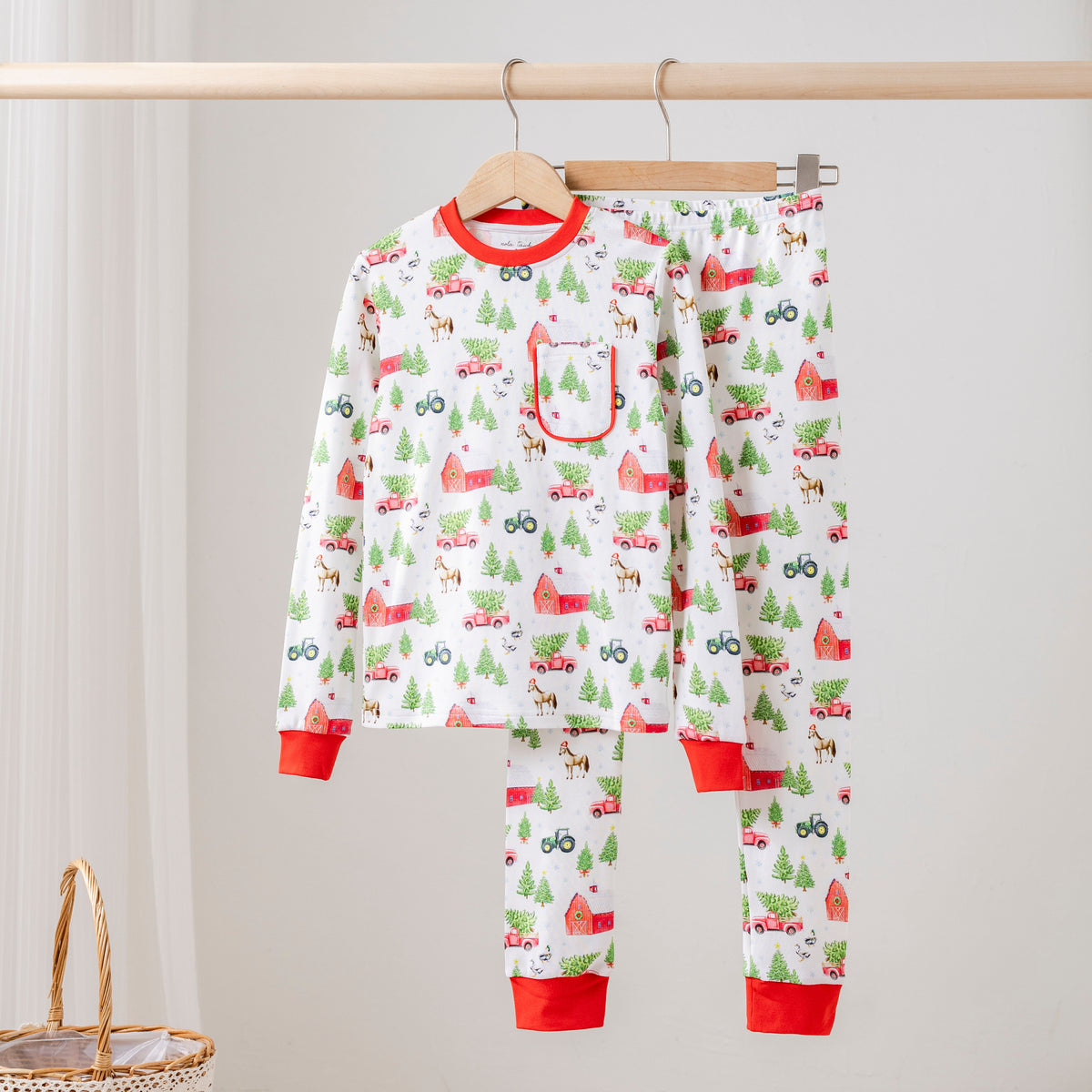 Organic Cotton Christmas Pajamas, Christmas Tree Farm