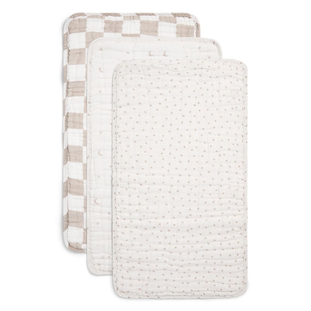 Organic Muslin Burp Cloths, Ivory & Oatmeal (Set of 3)