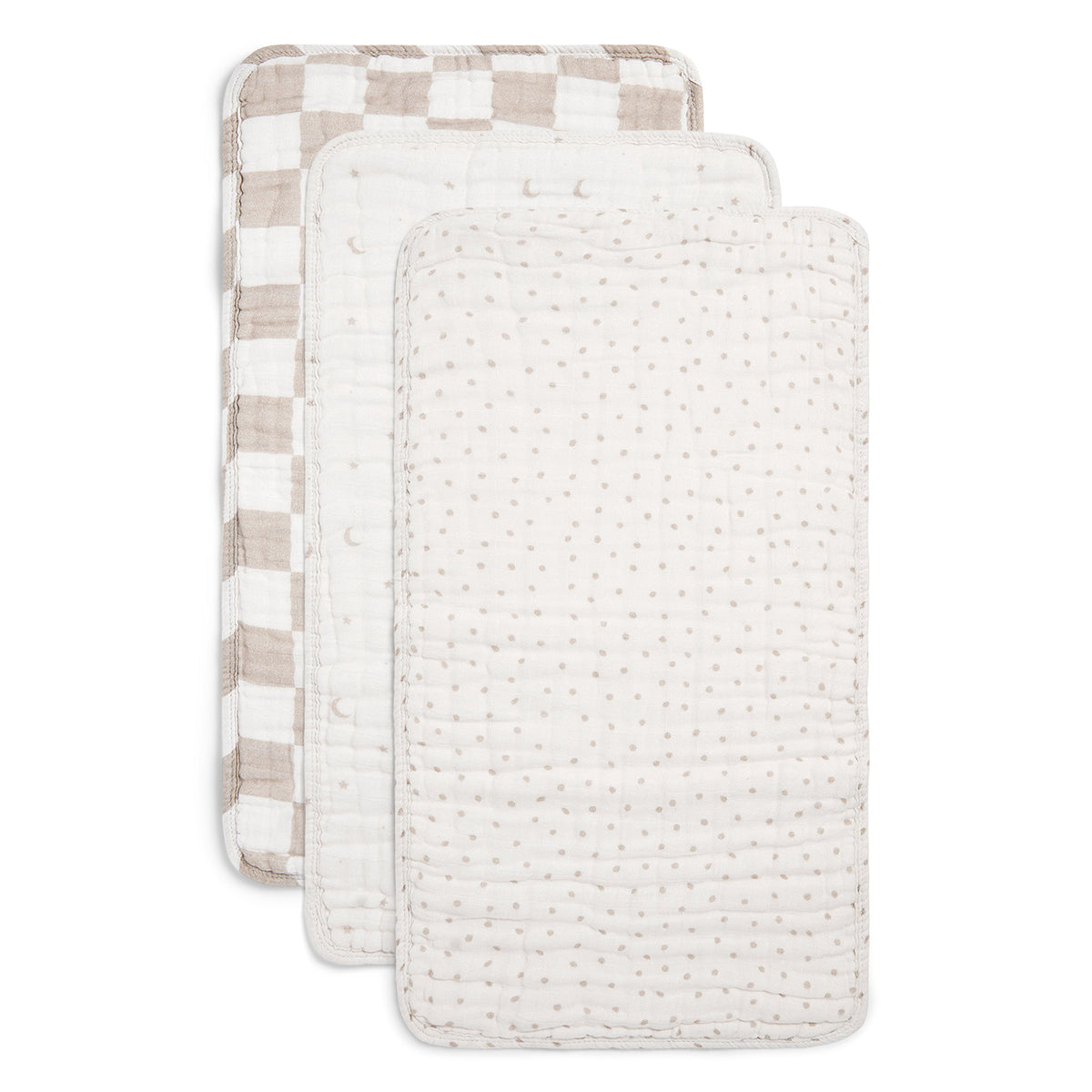 Organic Muslin Burp Cloths, Ivory & Oatmeal (Set of 3)