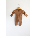 Organic Cotton Zip Romper, Cozy Brown
